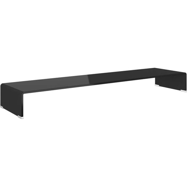 Syfax™ Mobile/Rialzo Porta Tv In Vetro Nero 120X30X13 Cm-image