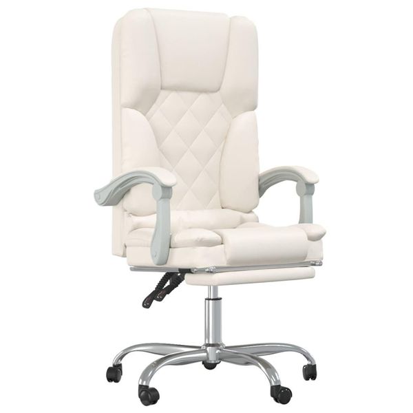 Syfax™ Poltrona Da Ufficio Massaggiante Reclinabile Crema Pelle Finta-image