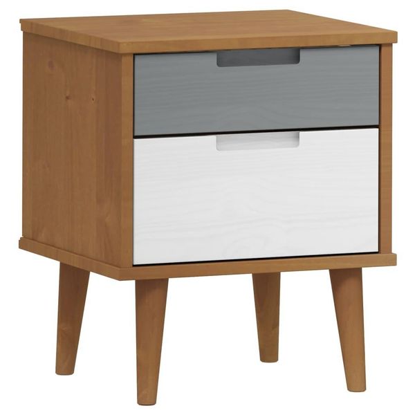 Syfax™ Comodino Marrone Molde 40X35X48 Cm In Legno Massello Di Pino-image