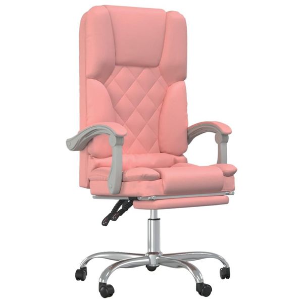 Syfax™ Poltrona Da Ufficio Massaggiante Reclinabile Rosa In Pelle Finta-image
