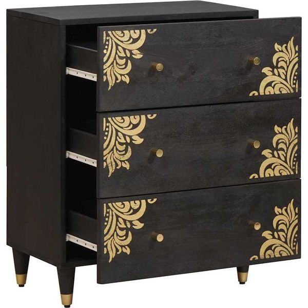 Syfax™ Credenza Nero 60 X 33 X 75 Cm Legno Di Mango Massello-image