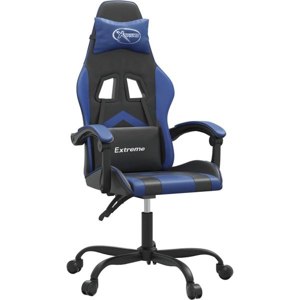 Syfax™ Sedia Da Gaming Girevole Nero E Blu In Pelle Finta-image