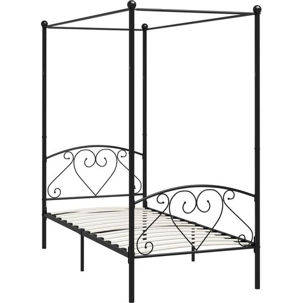 Syfax™ Giroletto Baldacchino Senza Materasso Nero Metallo 90X200 Cm-image