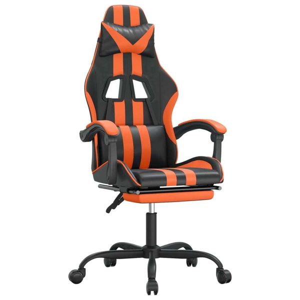 Syfax™ Sedia Da Gaming Girevole Poggiapiedi Nero Arancione Pelle Finta-image