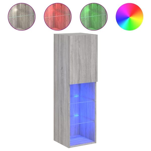 Syfax™ Mobile Tv Con Luci Led Grigio Sonoma 30,5X30X102 Cm-image