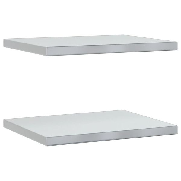 Syfax™ Mensole A Muro 2 Pz 50X40X3 Cm Argento In Acciaio Inossidabile-image