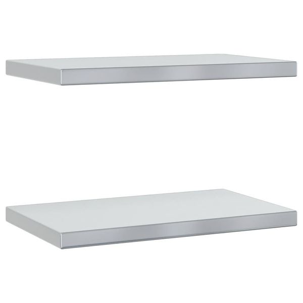 Syfax™ Mensole A Muro 2 Pz 50X30X3 Cm Argento In Acciaio Inossidabile-image