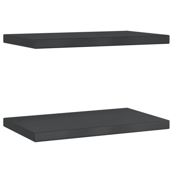 Syfax™ Mensole A Muro 2 Pz 50X30X3 Cm Nero In Acciaio Inossidabile-image