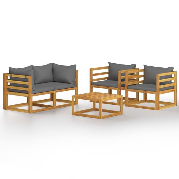 Syfax™ Set Divani Da Giardino 5 Pz Con Cuscini In Massello Di Acacia-image