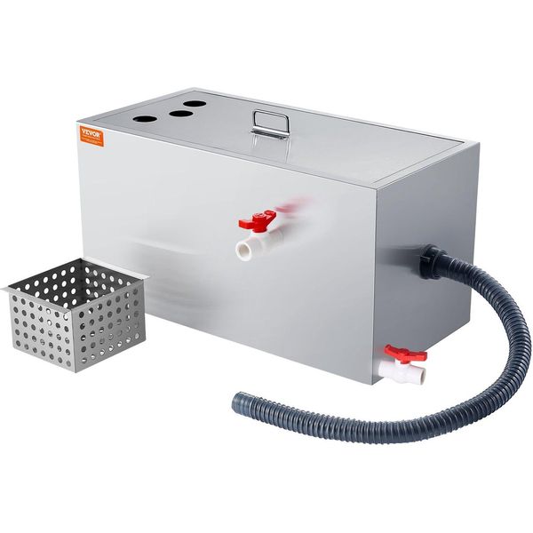 Trappola Per Grassi Commerciale, Trappola Per Grassi Da 25 Libbre, Trappola Di Ingresso Superiore, Trappola Per Grassi In Acciaio Inox Sotto Il Lavello, Separatore Di Acqua E Olio Per Acque Reflue Da 6,44 Gpm, Per Il Ristorante Ecc.-image