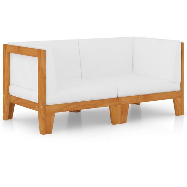 Syfax™ Divano A 2 Posti Con Cuscini Bianco Crema In Massello Di Acacia-image