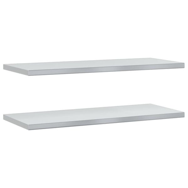 Syfax™ Mensole A Muro 2 Pz 100X40X3 Cm Argento In Acciaio Inossidabile-image