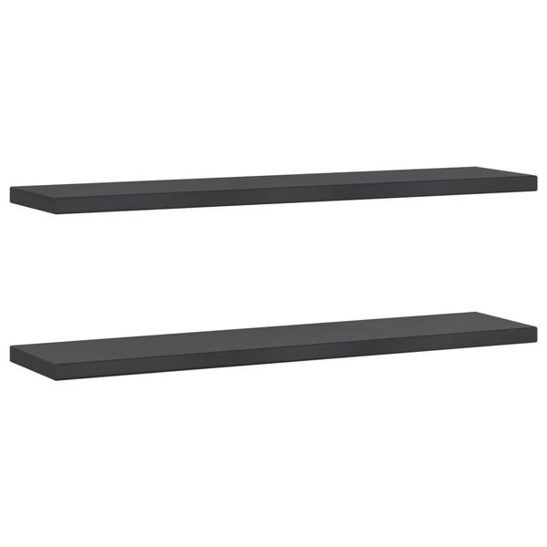 Syfax™ Mensole A Muro 2 Pz 100X23,5X3 Cm Nero In Acciaio Inossidabile-image