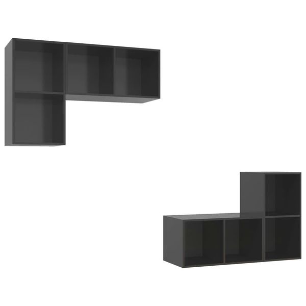 Syfax™ Mobile Tv A Parete 4 Pz Grigio Lucido In Truciolato-image