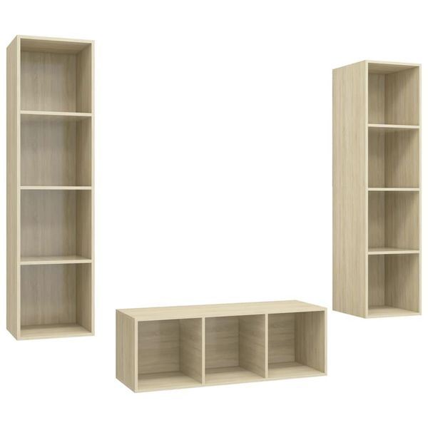 Syfax™ Set Porta Tv 3 Pz Rovere Sonoma In Truciolato-image
