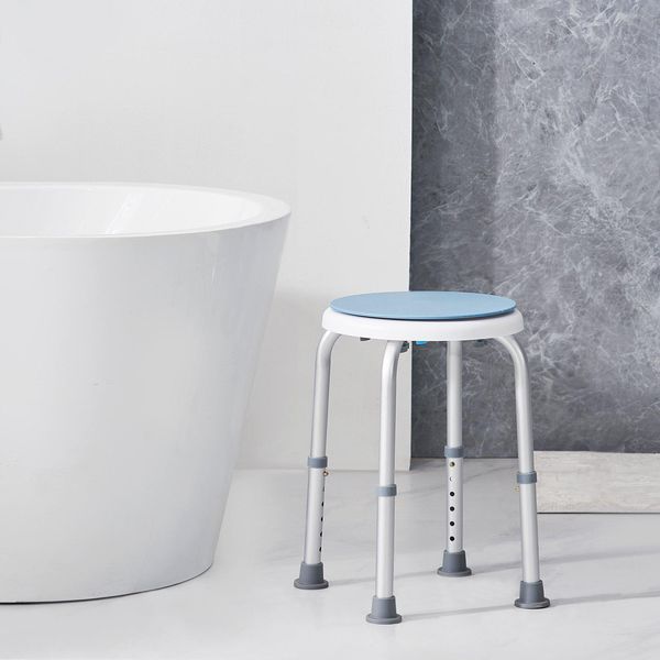 Sgabello Da Doccia Sgabello Da Doccia Regolabile In Altezza Da 360 A 485 Mm, Sgabello Da Bagno Sedile Da Bagno 136,1 Kg Di Portata, Sgabello Da Doccia Stabile Ausilio Da Bagno Telaio In Lega Di Alluminio, Sedile Da Doccia Sgabello Da Bagno Blu-image