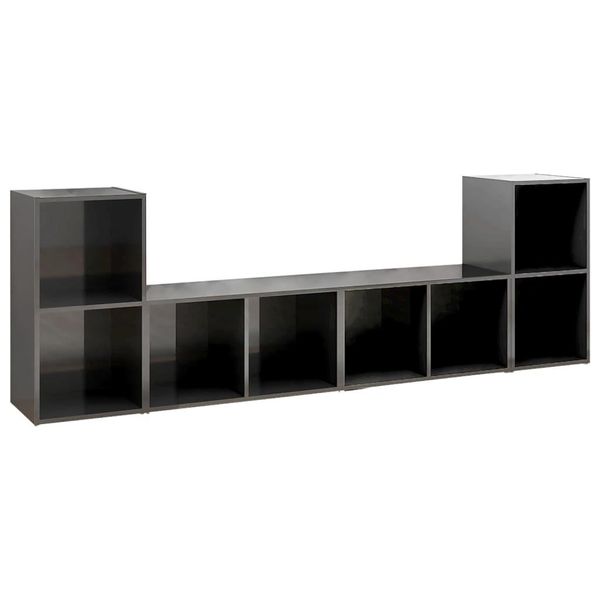 Syfax™ Mobili Tv 4 Pz Grigio Lucido 72X35X36,5 Cm In Legno Multistrato-image