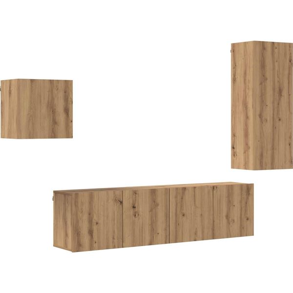 Syfax™ Mobile Tv 4 Pcs Rovere Artigianale Legno Multistrato-image