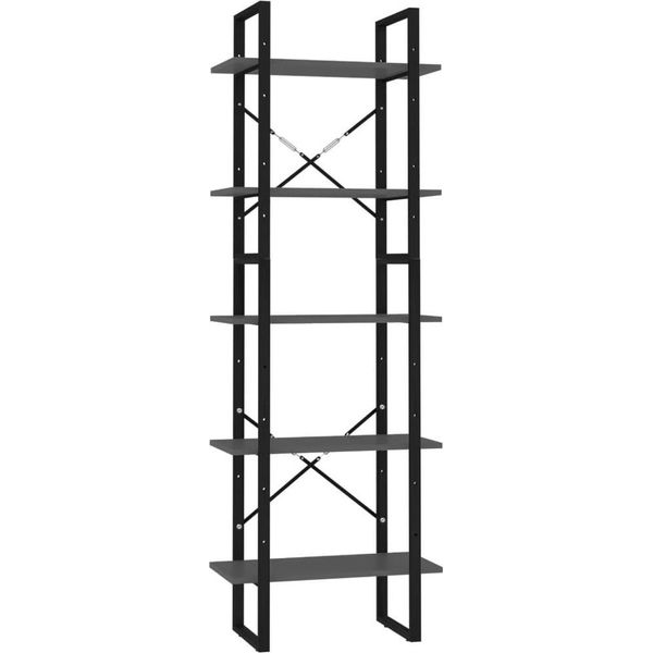 Syfax™ Libreria A 5 Ripiani Grigia 60X30X175 Cm In Legno Multistrato-image