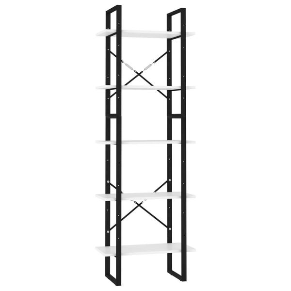 Syfax™ Libreria A 5 Ripiani Bianca 60X30X175 Cm In Legno Multistrato-image