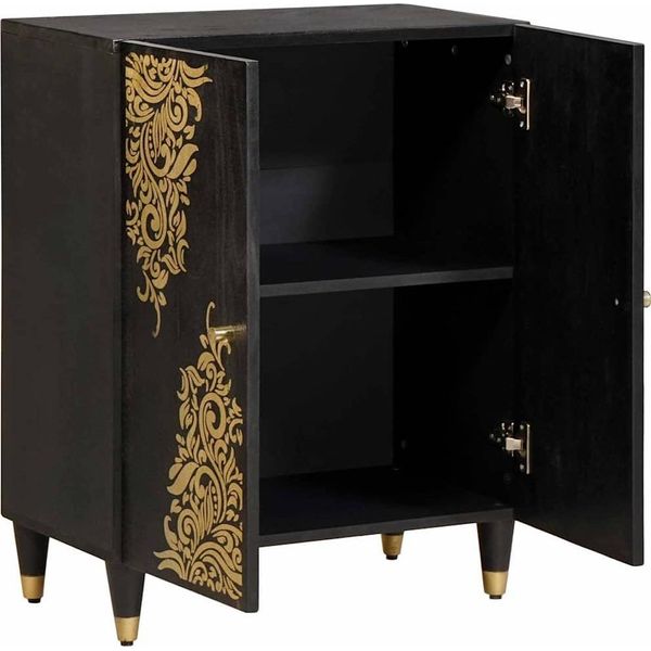 Syfax™ Credenza Nero 60 X 33 X 75 Cm Legno Di Mango Massello-image