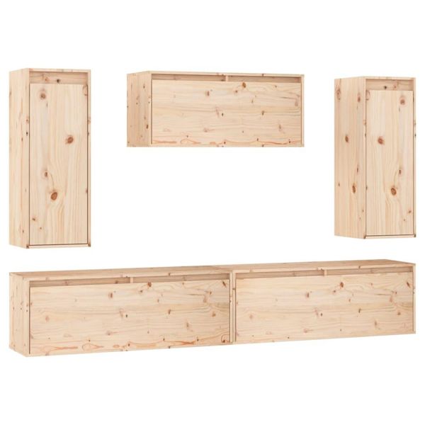 Syfax™ Mobili Porta Tv 5 Pz In Legno Massello Di Pino-image