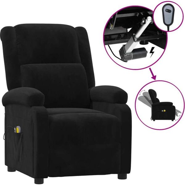 Syfax™ Poltrona Massaggiante Elettrica Nera In Velluto-image
