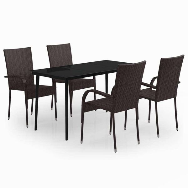 Syfax™ Set Da Pranzo Da Giardino 5 Pz Marrone E Nero-image