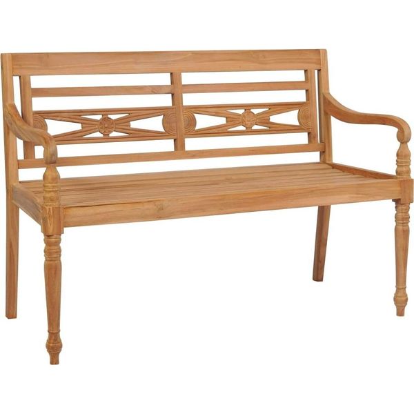 Syfax™ Panca Batavia Con Cuscino Blu 120 Cm In Massello Di Teak-image