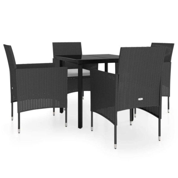 Syfax™ Set Da Pranzo Da Giardino 5 Pz Con Cuscini Nero-image