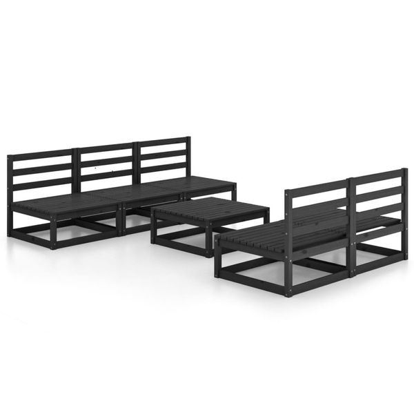 Syfax™ Set Divani Da Giardino 6 Pz Nero In Legno Massello Di Pino-image
