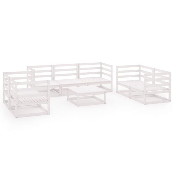 Syfax™ Set Divani Da Giardino 8 Pz Bianco In Legno Massello Di Pino-image