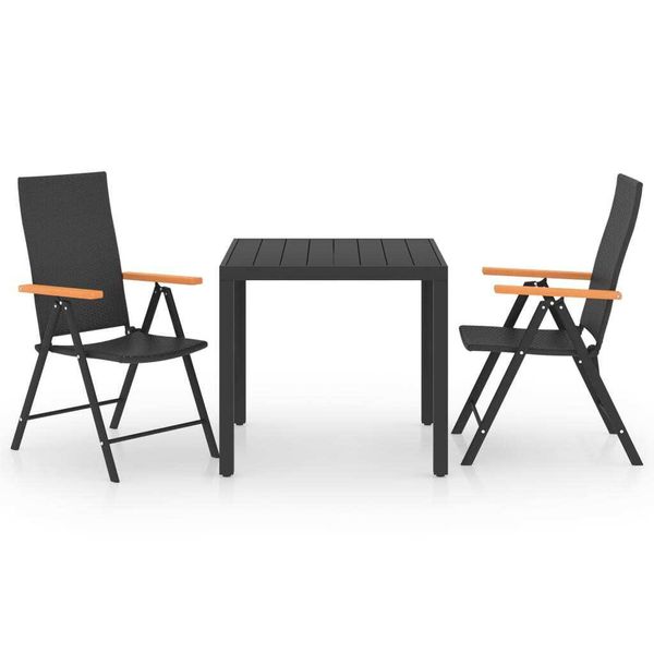 Syfax™ Set Da Pranzo Da Giardino 3 Pz Nero E Marrone-image