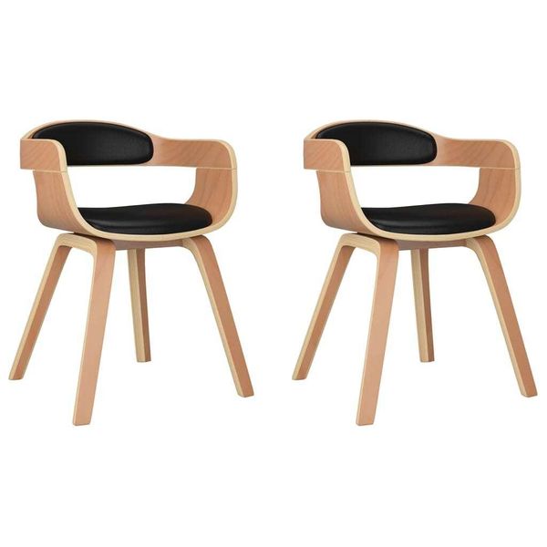 Syfax™ Sedie Da Pranzo 2 Pz Nere In Legno Curvato E Pelle Finta-image