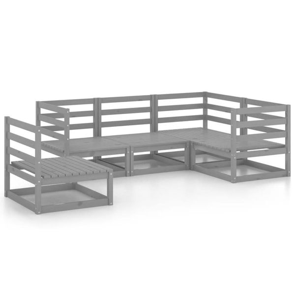 Syfax™ Set Divani Da Giardino 5 Pz Grigio In Legno Massello Di Pino-image