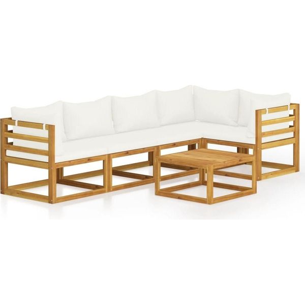 Syfax™ Set Divani Da Giardino 6 Pz Con Cuscini Crema Massello Acacia-image