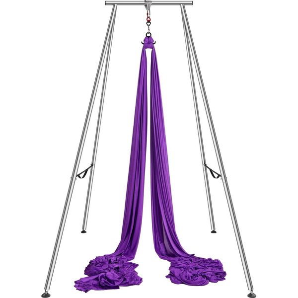 Amaca Da Yoga Aerea Con Telaio Da Yoga 12 X 2,6 M, Altalena Da Yoga Viola, Altalena Da Yoga, Amaca Da Yoga 250 Kg Max. Capacità Di Carico, Inclusi Calzini Da Yoga E Cuscinetti Per I Piedi, Esercizi Antigravitazionali-image