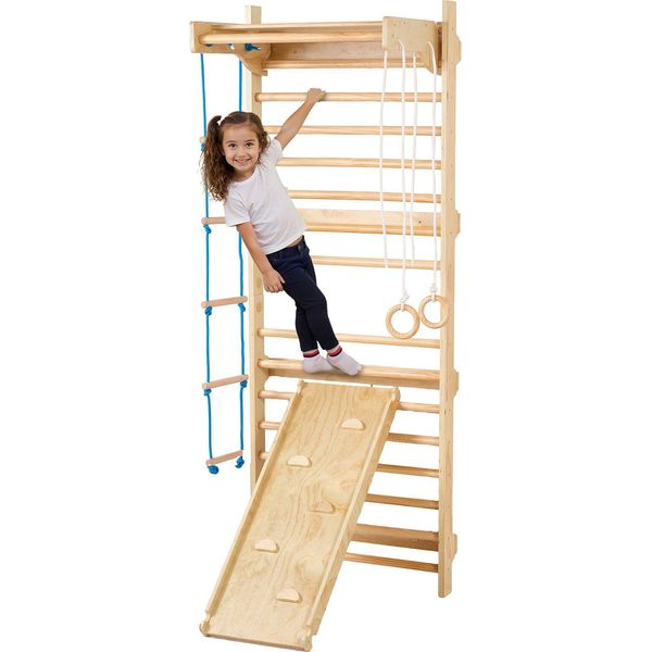Barre Da Parete Parete Da Arrampicata Struttura Da Arrampicata 5 In 1 In Legno Giocattolo Per Bambini Da Interno-image