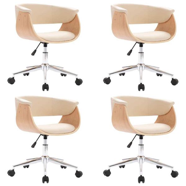 Syfax™ Sedie Da Pranzo Girevoli 4 Pz Crema In Pelle Finta-image