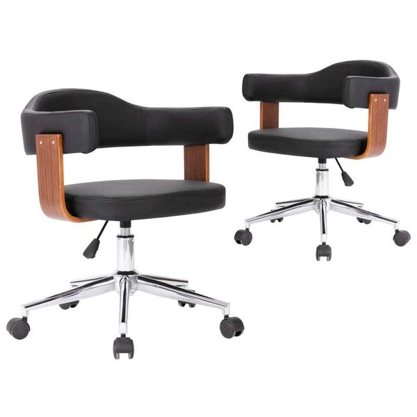 Syfax™ Sedie Da Pranzo Girevoli 2 Pz Nere In Legno Curvo E Pelle Finta-image