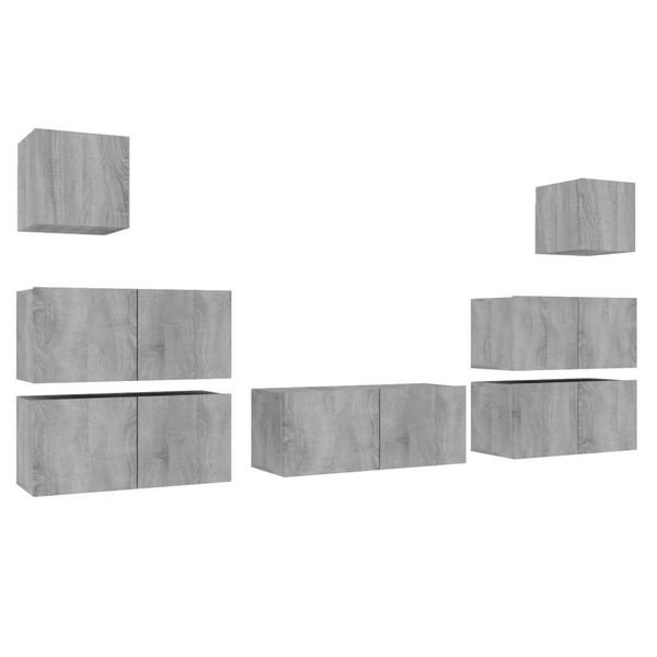 Syfax™ Set Di Mobili Porta Tv 7 Pz Grigio Sonoma In Legno Multistrato-image