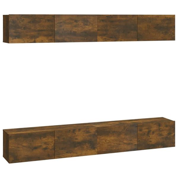 Syfax™ Mobili Porta Tv A Parete 4 Pz Rovere Fumo 100X30X30 Cm-image