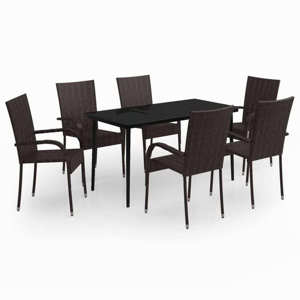 Syfax™ Set Da Pranzo Da Giardino 7 Pz Marrone E Nero-image