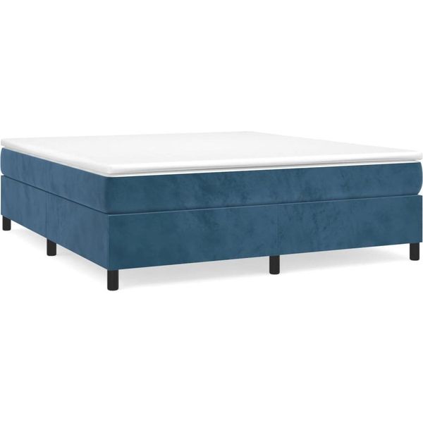 Syfax™ Struttura Letto A Rete A Molle Blu Scuro 160X200 Cm In Velluto-image