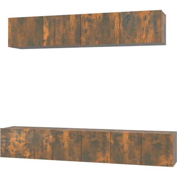 Syfax™ Set Di Mobili Porta Tv 5 Pz Rovere Fumo In Legno Multistrato-image