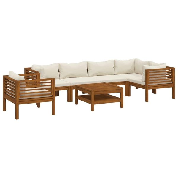 Syfax™ Set Divani Da Giardino 7 Pz Con Cuscini Crema In Legno Acacia-image