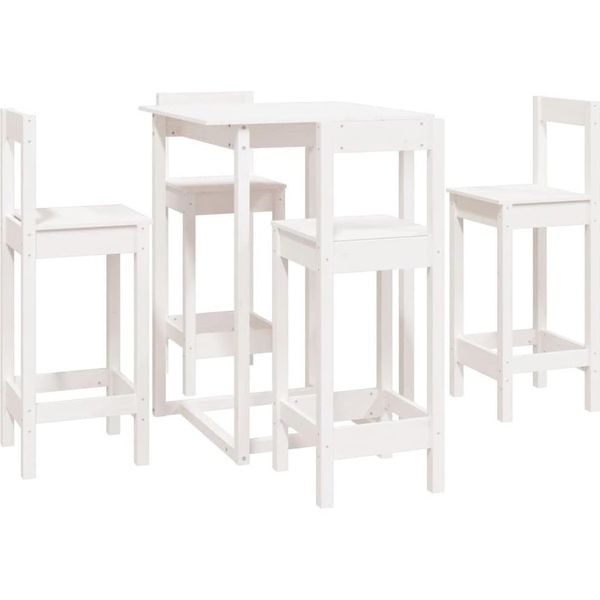 Syfax™ Set Da Bar 5 Pz Bianco In Legno Massello Di Pino-image