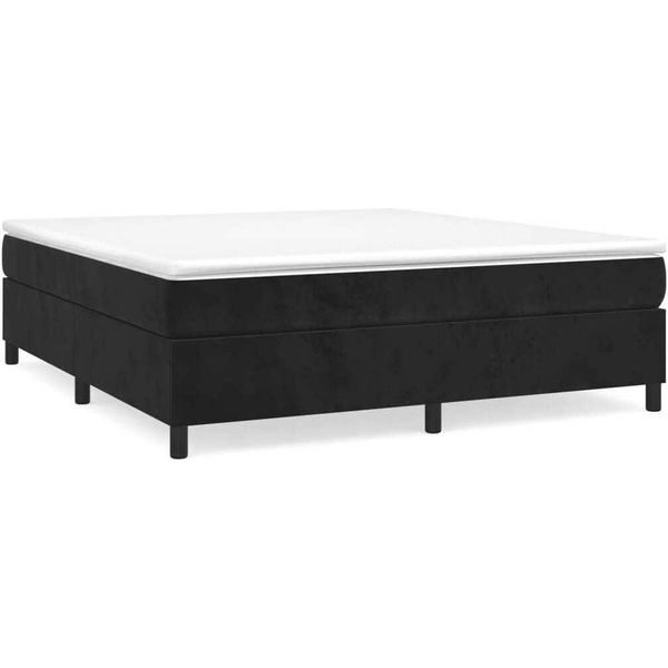 Syfax™ Struttura Letto A Rete A Molle Nero 200X200 Cm In Velluto-image