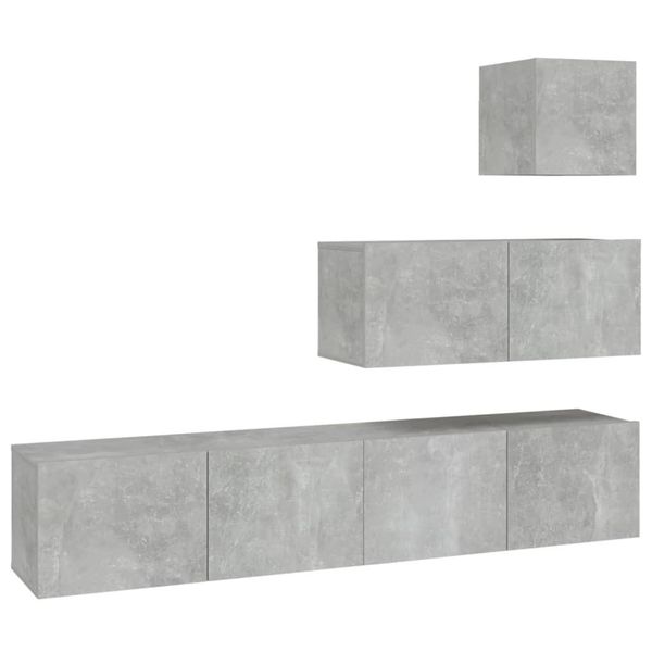 Syfax™ Set Di Mobili Porta Tv 4 Pz Grigio Cemento In Legno Multistrato-image