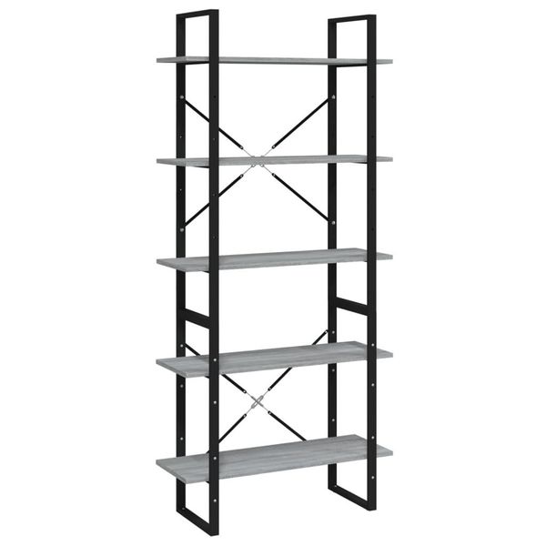 Syfax™ Libreria 5 Ripiani Grigio Sonoma 80X30X175 Cm Legno Multistrato-image